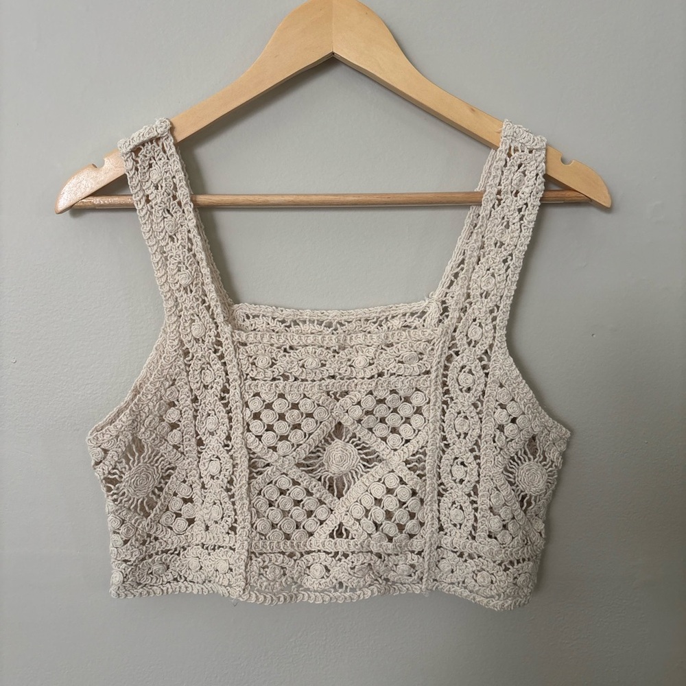 Crochet Lace Cream Top